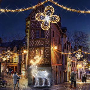 Half-timbered house in the center of Orleans Blachere Illumination